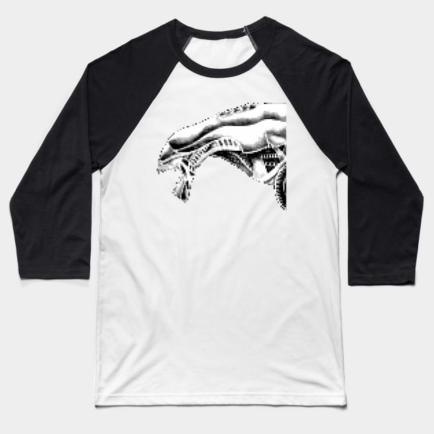 8bit Alien creature Baseball T-Shirt by AdiDsgn